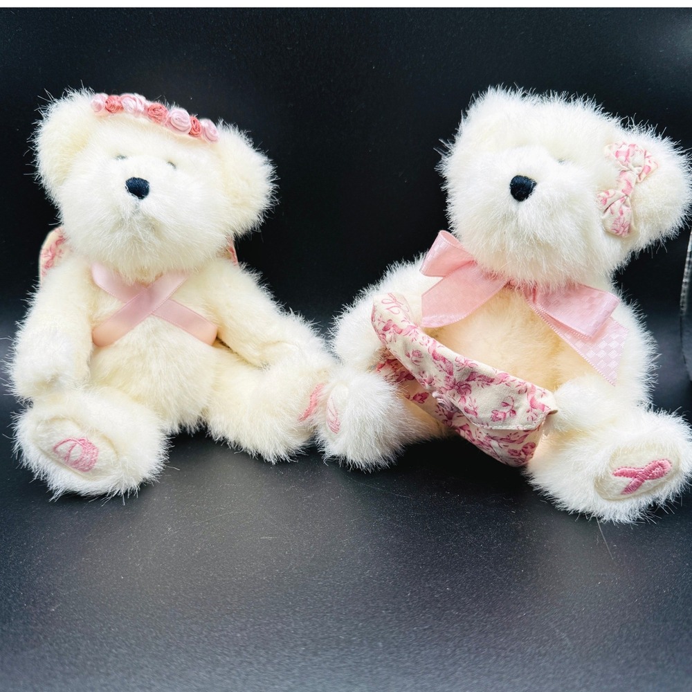 Boyds Bear Breast Cancer Awareness Collection Teddy Bear Set Pink Ribbon Hope 8"